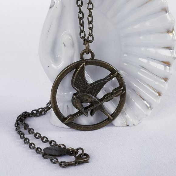 Mockingjay Necklace Unisex Bronze Treena Bean Hunger Games - Picture 1 of 15